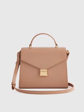Quince Italian Leather Top Handle Crossbody Satchel - Cappuccino
